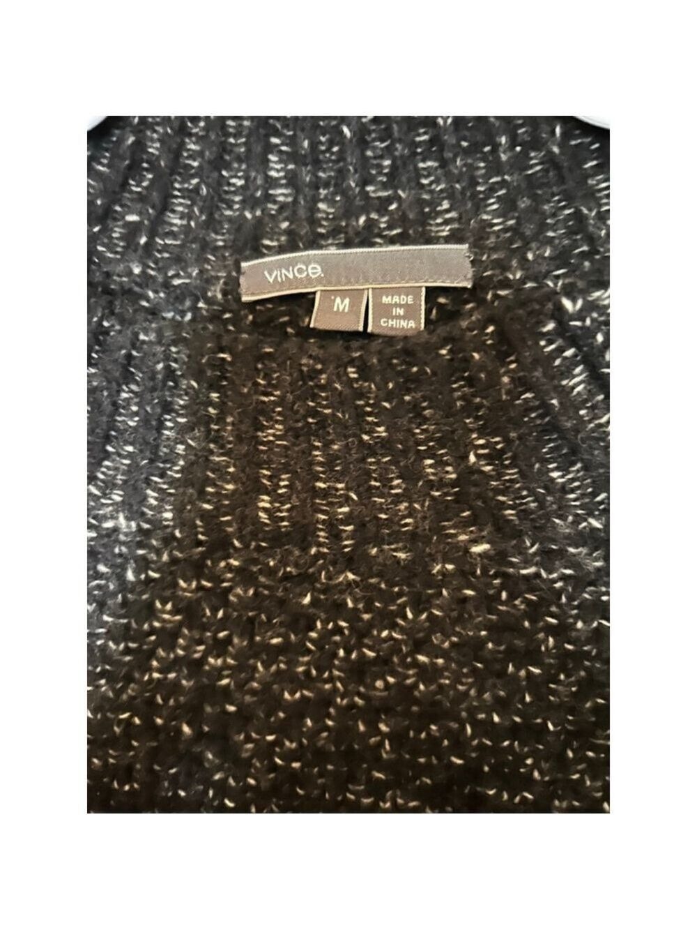 Women's Vince Black White Wool Blend Crew Neck Sweater M - Picture 3 of 6